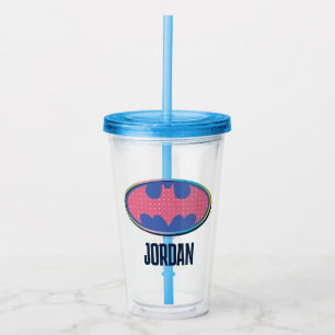 Verre En Acrylique Batman   Logo Pink Polka Dot