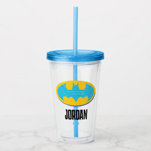 Verre En Acrylique Batman   Symbole Cyan Stripes