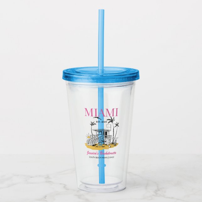 Verre En Acrylique Beach Bachelorat Party Bridesmaid Texte personnali (Devant)