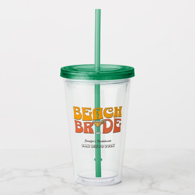 Verre En Acrylique Beach Bachelorette Party Retro Super Beach Bride (Devant)