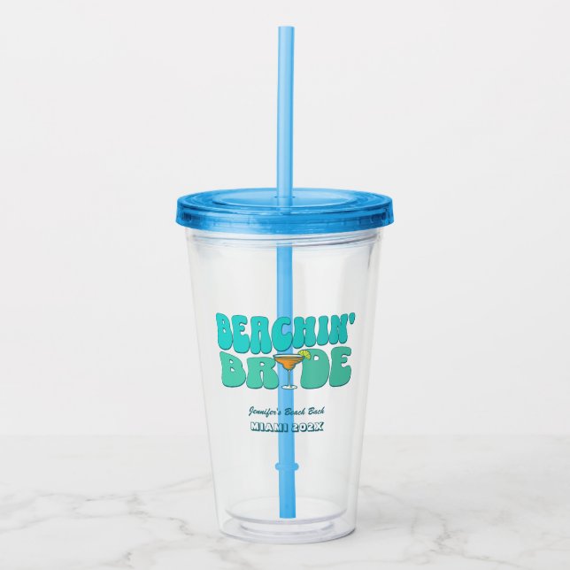 Verre En Acrylique Beach Bachelorette Party Super Beachin Bride (Devant)