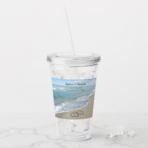 Verre En Acrylique Beach Wedding Hearts
