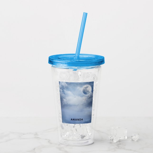 Verre En Acrylique Beau ciel bleu avec cygnes volants (Dos glace)