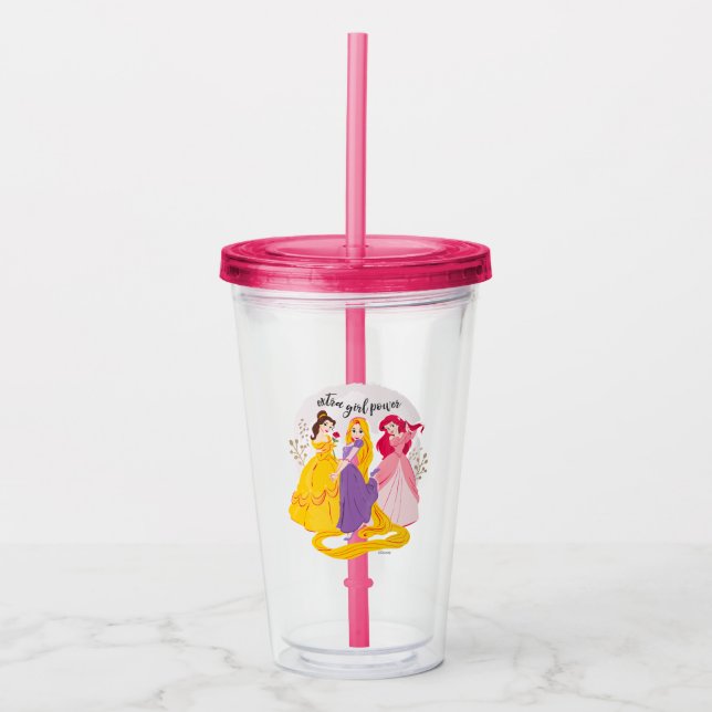Verre En Acrylique Belle, Rapnuzel, Ariel "Le pouvoir d'une fille sup (Devant)