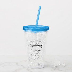Verre En Acrylique Bienvenue à notre mariage Ajouter un nom
