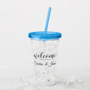 Verre En Acrylique Bienvenue à notre mariage Ajouter un nom