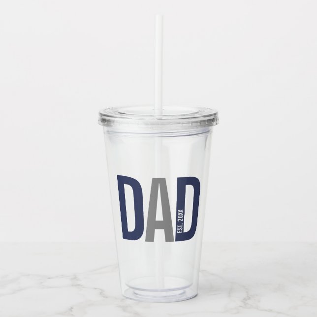 Verre En Acrylique Bleu de marine moderne Papa personnalisé établi (Devant)