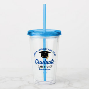 Verre En Acrylique Bleu Graduate Personnalisée Graduation Party