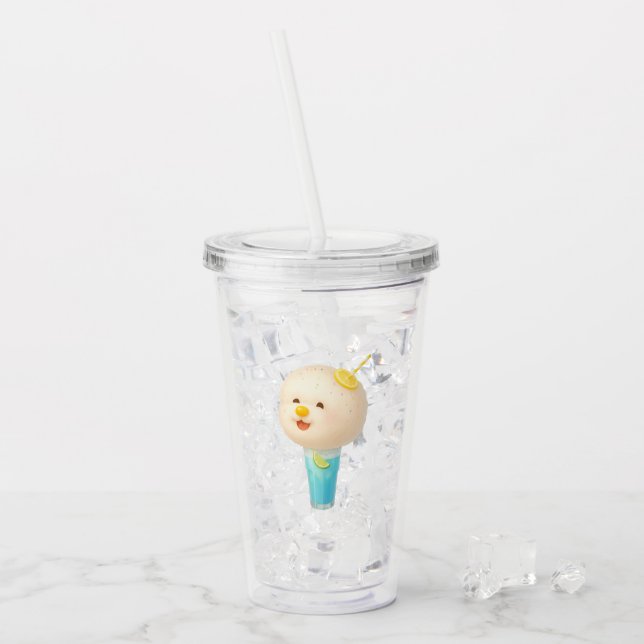 Verre En Acrylique Blue Lemon Float : Bichon souriant barbe à papa (Devant glace)