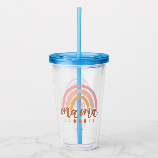 Verre En Acrylique Boho Rainbow Mama avec phases de lune (Devant)