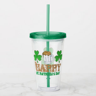 Verre En Acrylique Bonne bière Shamrock verte de la Saint Patrick
