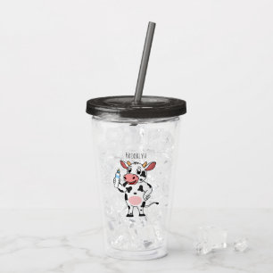 Verre En Acrylique Bonne vache avec dessin animé de biberon