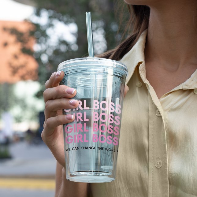 Verre En Acrylique Boss de fille rose moderne Meilleur cadeau de fill (Créateur téléchargé)