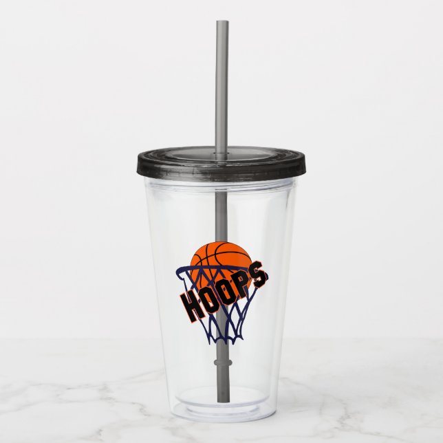 Verre En Acrylique Boucles Basketball & Paruline Acrylique Net (Devant)