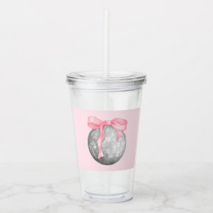 Verre En Acrylique Boule Aquarelle Rose Bow Silver Disco Ball