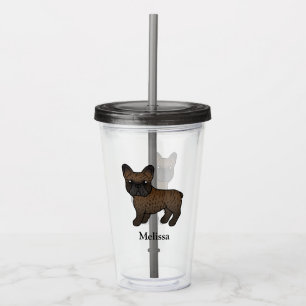 Verre En Acrylique Bouledogue français bringé Chien de dessin animé m