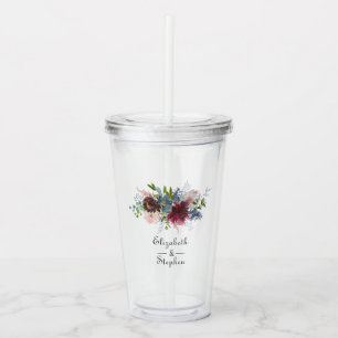 Verre En Acrylique Bourgogne, marine et Mariage rose pâle