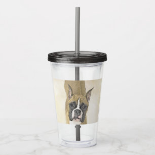 Verre En Acrylique Boxer Peinture - Cute Original Chien Art
