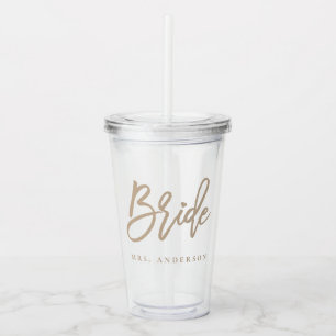 Verre En Acrylique Bride de script beige