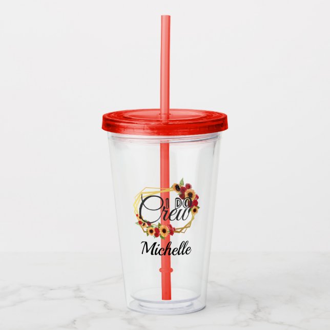 Verre En Acrylique Bridesmaid Cadeau I Do Crew tournesols Roses (Devant)