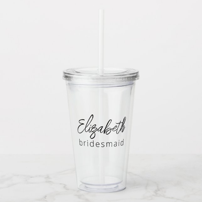Verre En Acrylique Bridesmaid Moderne Minimaliste Script Bachelorette (Devant)