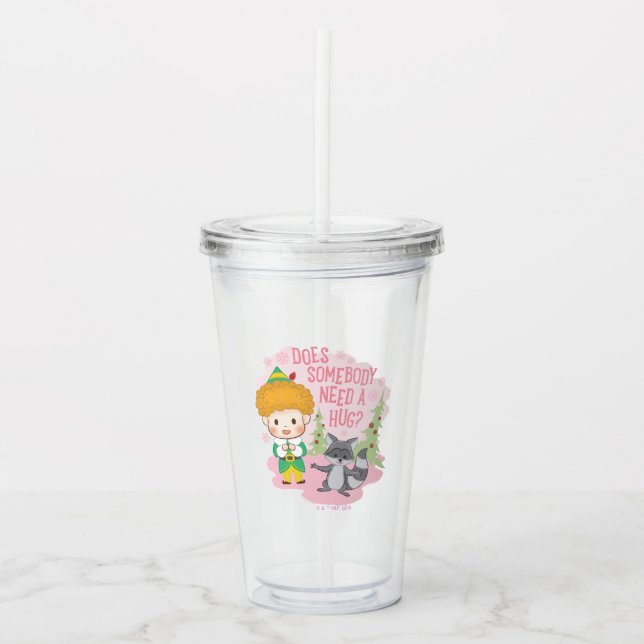Verre En Acrylique Buddy l'Elfe Quelqu'un a besoin d'un câlin ? (Devant)