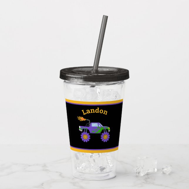 Verre En Acrylique Budget Camion Nom personnalisé Enfants (Dos glace)