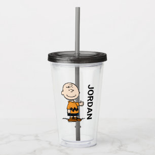 Verre En Acrylique cacahuètes   Charlie Brown Ajouter Votre Nom