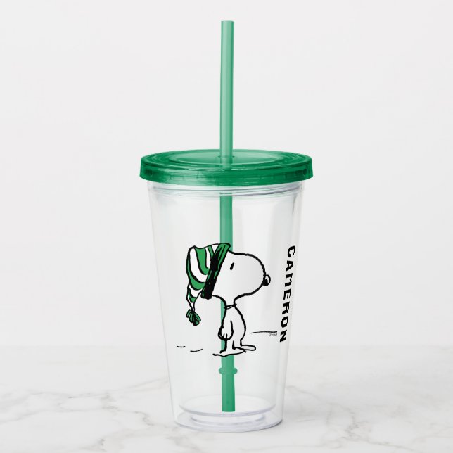 Verre En Acrylique cacahuètes | Snoopy Green Casquette de neige (Devant)