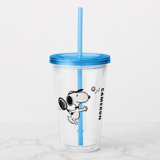 Verre En Acrylique cacahuètes | Snoopy Joue Au Tennis (Devant)