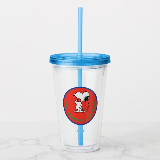 Verre En Acrylique cacahuètes | Snoopy Raw Force & Courage Badge (Devant)
