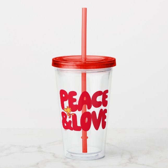 Verre En Acrylique cacahuètes | Woodstock Peace & Love (Devant)