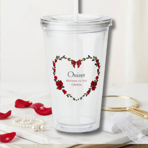 Verre En Acrylique Cadeau de la mère du marié avec des roses rouges é