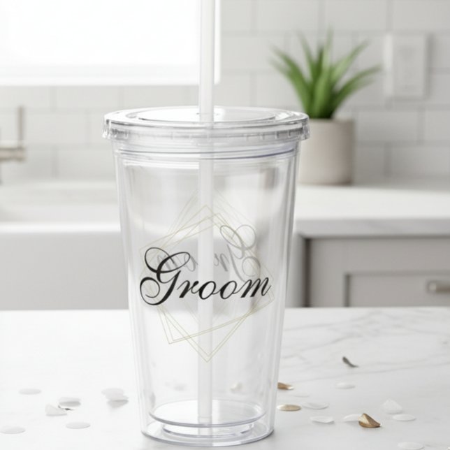 Verre En Acrylique Cadeau de mariage personnalisable pour le marié (Créateur téléchargé)