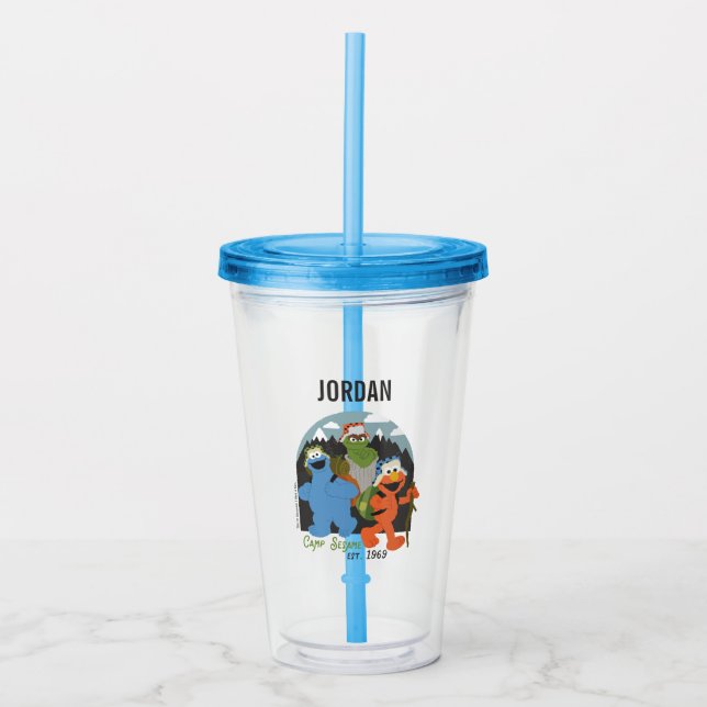 Verre En Acrylique Camp Sesame Street EST. 1969 | Ajouter Votre Nom (Devant)