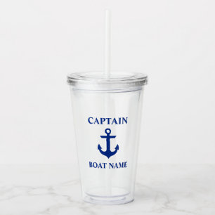 Verre En Acrylique Capitaine nautique Boat Name d'Ancre