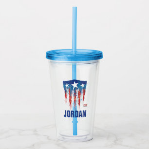 Verre En Acrylique Captain America Bouclier Rétro Traits de Pinceau