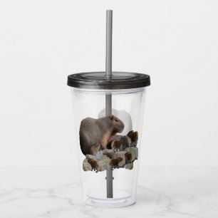 Verre En Acrylique Capybaras De Mère Et De Bébé,