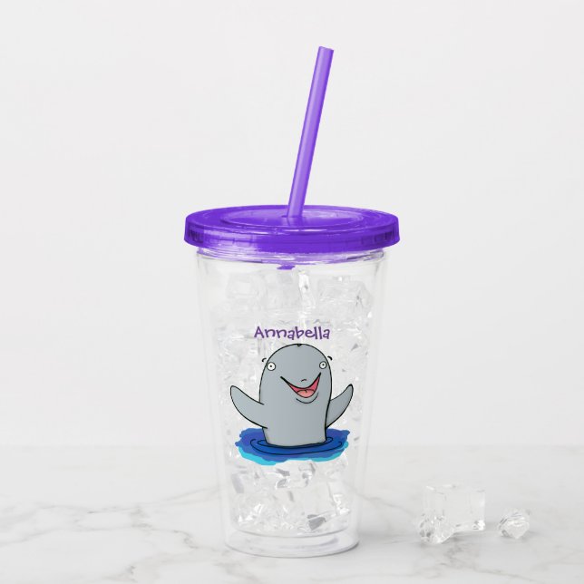 Verre En Acrylique Caricature adorable de marsouin (Dos glace)