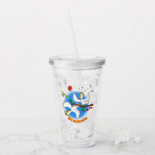 Verre En Acrylique Caricature amusante de la fête des oiseaux de cock