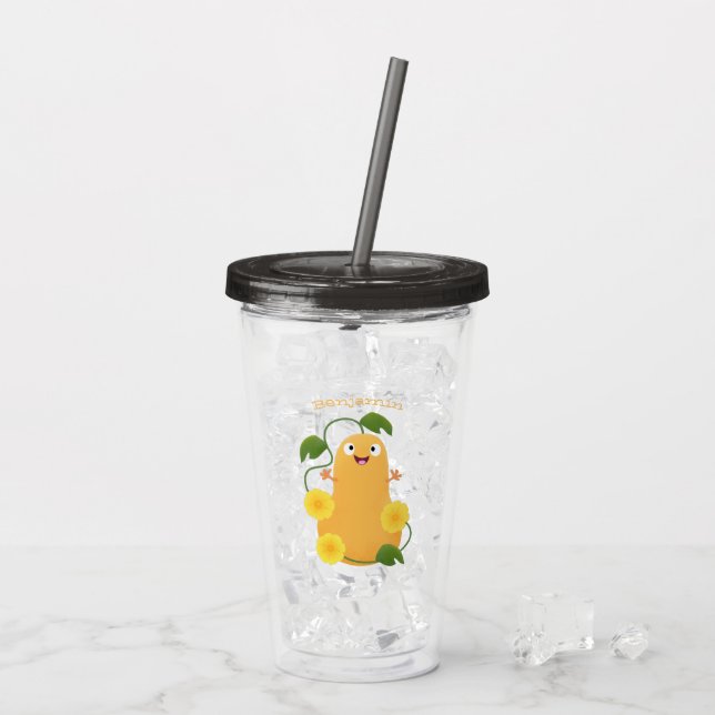 Verre En Acrylique Caricature citrouille gourde en beuret joyeux (Dos glace)
