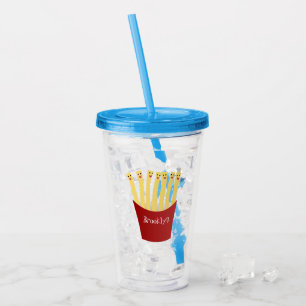 Verre En Acrylique Caricature de frites Cute kawaii fast food