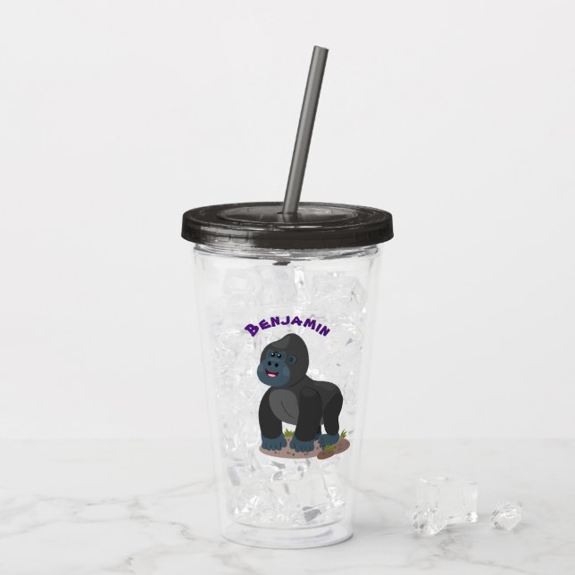Verre En Acrylique Caricature de gros gorilles joyeux (Dos glace)