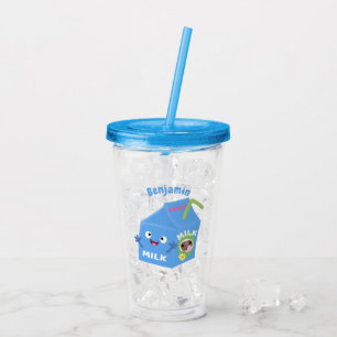 Verre En Acrylique Caricature en carton de lait joyeux