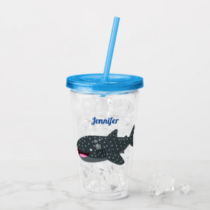 Verre En Acrylique Caricature joli requin baleine joyeux