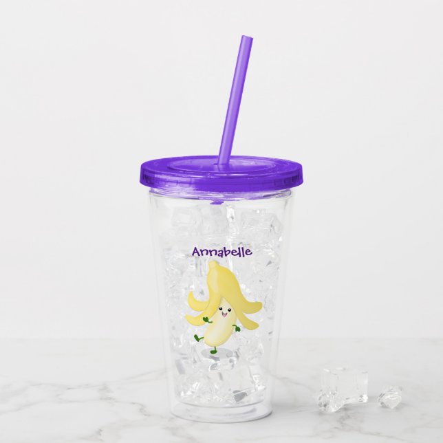 Verre En Acrylique Caricature sur la banane de Cute kawaii (Dos glace)