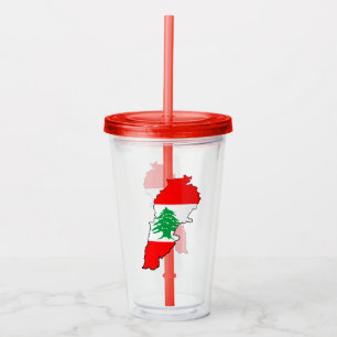 Verre En Acrylique Carte du Liban avec drapeau