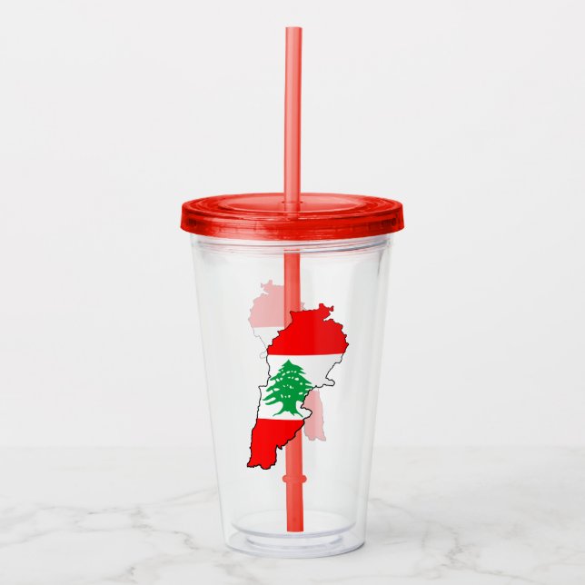 Verre En Acrylique Carte du Liban avec drapeau (Devant)