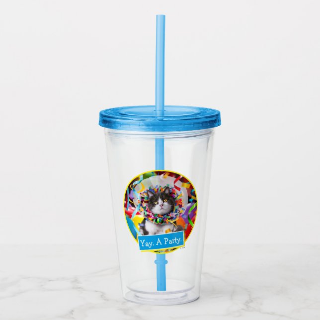 Verre En Acrylique Cat In Party Cone (Devant)
