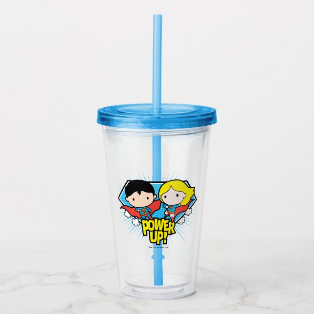 Verre En Acrylique Chibi Superman & Chibi Supergirl Power Up! (Devant)